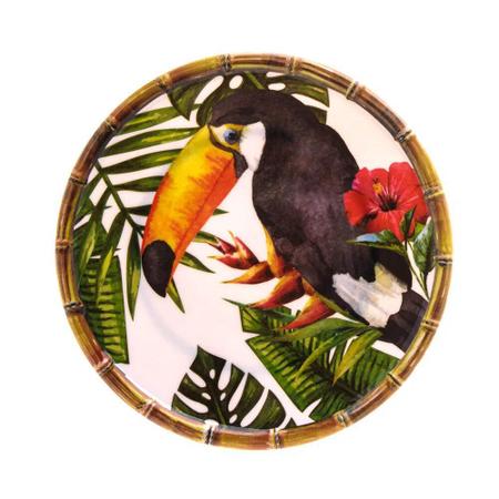 Imagem de Prato Sobremesa Melamina Plástico Pássaros Bon Gourmet 22cm