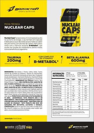 Imagem de Pré Treino Nuclear Rush Caps + Trgold 100g Aminoácidos Zma Boro - Bodyaction