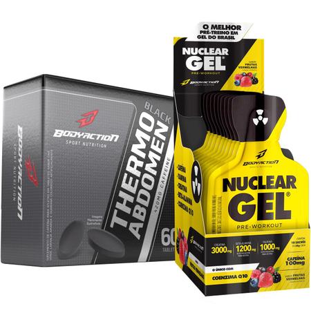 Imagem de Pre Treino Nuclear Rush Gel Cx 10 Sachês + Thermo Abdomen Black Bodyaction