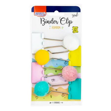 Imagem de Prendedor De Papel Binder Clip 25mm Pompom Brw 4un