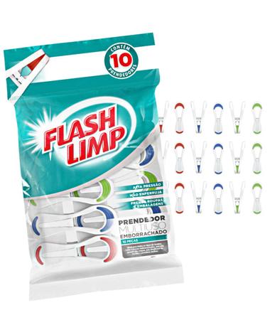 Imagem de Prendedor Multiuso Emborrachado 10 Peças Prende Roupas e Embalagens Flash Limp