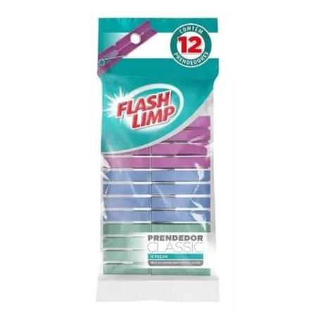 Imagem de Prendedor Pregador De Roupa Plastico C/12 Flash Limp Classic