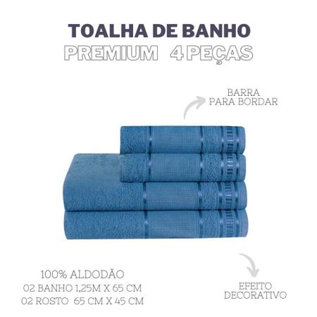 Imagem de Presente de Natal Jogo de Toalha Azul Premium 4 Peças Macia