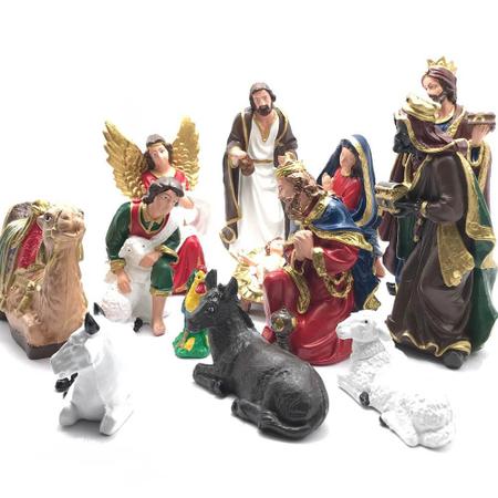 Imagem de Presépio de Natal Sagrada Família Borracha Inquebrável 14 Peças Colorido