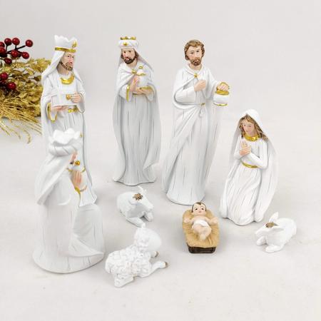 Imagem de Presepio Decorativo Branco E Dourado Resina Decoracao