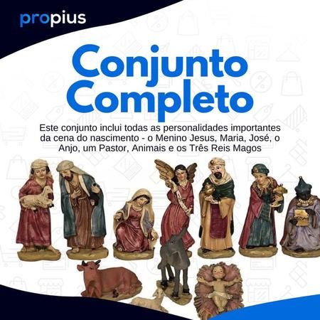 Imagem de Presépio Natal Completo 11 Peças Decoração Personagem Menino Jesus Manjedouro Luxuoso