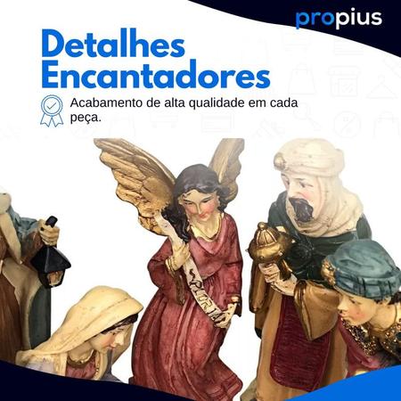 Imagem de Presépio Natal Completo 11 Peças Decoração Personagem Menino Jesus Manjedouro Luxuoso