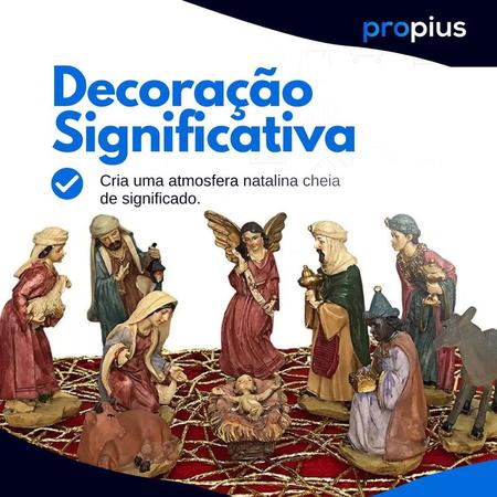 Imagem de Presépio Natal Completo 11 Peças Decoração Personagem Menino Jesus Manjedouro Luxuoso