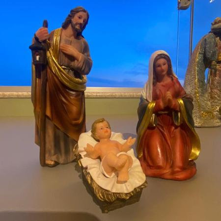 Imagem de Presepio sagrada familia 3 peças 20cm em resina natal jesus