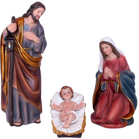 Imagem de Presepio sagrada familia 3 peças 20cm em resina natal jesus
