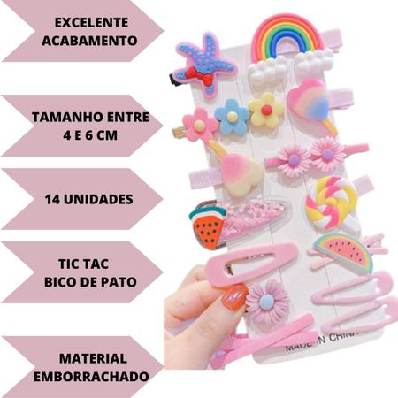 Imagem de Presilha De Cabelo Infantil Criança Feminina Menina Acessórios Tic Tac Bico Pato