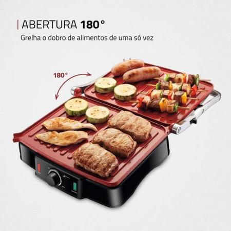 Imagem de Press Grill Mondial Red Ceramic, PG-02, Preto/Vermelho, 127V/60HZ