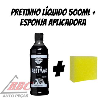 Imagem de Pretinho para Pneus automotivo 500ml + Esponja