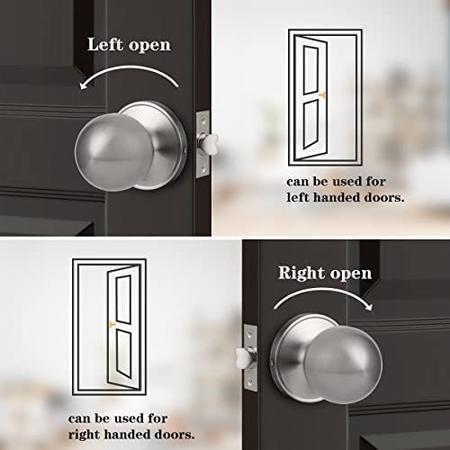 Imagem de Probrico Round Passage Door Maçanetas para Hall/Closet Brushed Nickel Interior Keyless Door Knobs, 6 Pack