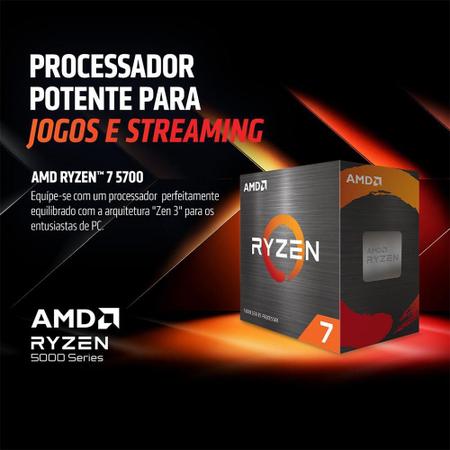 Imagem de Processador AMD Ryzen 7 5700, 3.7 GHz (4.6GHz Max Turbo), Cachê 4MB, 8 Núcleos, 16 Threads, AM4 - 100-100000743BOX