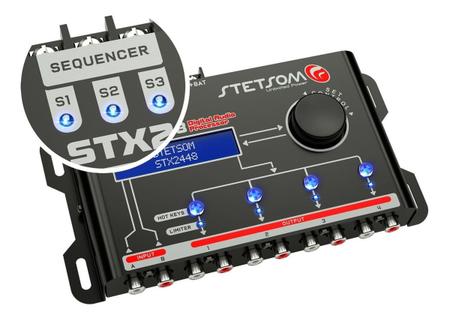 Imagem de Processador Audio Automotivo Stetsom STX-2448 4 Canais Digital Crossover Equalizador Gain Delay Phas