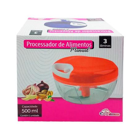 Imagem de Processador Manual de Alimentos com 3 Lâminas 500ml Cores Sortidas 12950 - Em Casa Tem