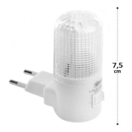 Imagem de Produto Luminária de Tomada de Led Abajur Mini Luz Noturna 3w Para Quarto e Sala Com Interruptor Botão de Liga e Desliga Branco de Acrílico
