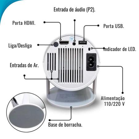 Imagem de Projeção 4K Portátil Led Hdmi Usb Multimídia Espelhamento Tv