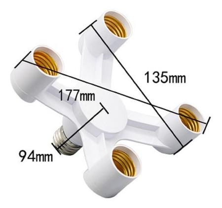 Imagem de Prolongador Adaptador Extensor Bocal Lâmpada E27 - 4 Lâmpadas - 4x1 - 4 em 1 - Multiplo - Quadruplo