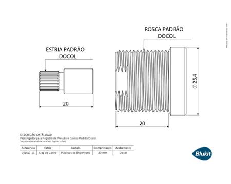 Imagem de Prolongador Para Registro Docol Pressão Gaveta 20mm 161617