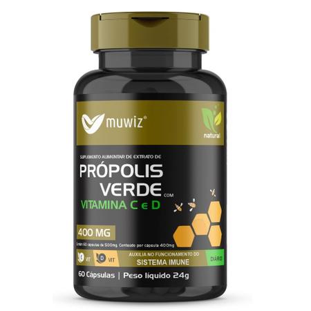 Imagem de Própolis Verde com Vitaminas 60 cápsulas 400mg Muwiz