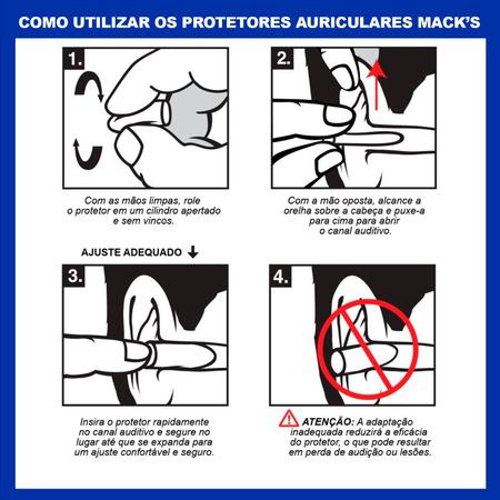 Imagem de Protetor Auricular Mack's Maximum Protection Redução de Ruído 33dB 10 Pares