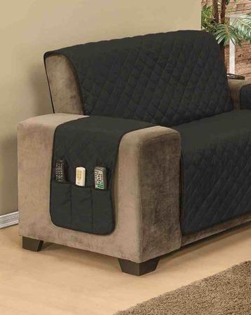 Imagem de Protetor capa avulsa de sofa padrao reclinavel ou fixo de 2 lugares dupla face + porta objetos largura do assento 1,10m