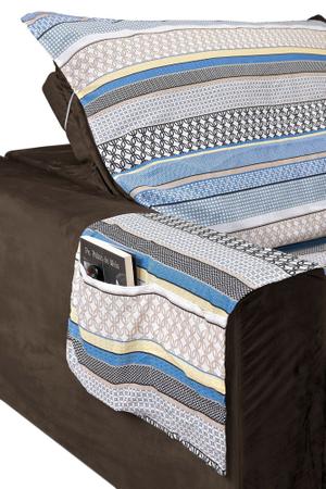 Imagem de Protetor capa de para sofá estampada king reclinável 2,50m x 2,40m com porta objetos