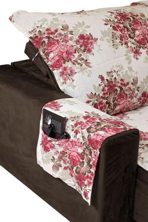 Imagem de Protetor capa de para sofá estampada king reclinável 3,00m x 2,40m com porta objetos