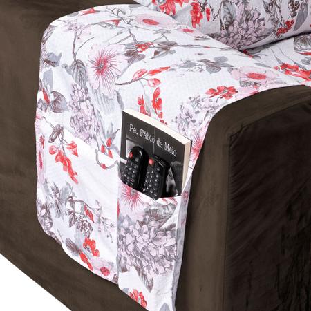 Imagem de Protetor capa de para sofá estampada king reclinável 3,00m x 2,40m com porta objetos