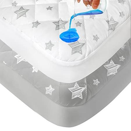 Imagem de Protetor de colchão crib impermeável 2 pacote acolchoado colchão pálho, tampa extra macia de colchão infantil respirável - 28" x 52"