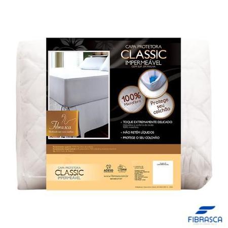 Imagem de Protetor de colchão impermeável Classic Slip Malha - Casal 1,4x1,9 m - Fibrasca, Branco