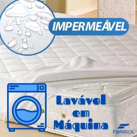 Imagem de Protetor de Colchão Impermeável Classic Slip Malha Solteiro Superior Fibrasca Branco 90x190