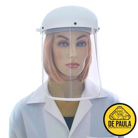 Imagem de Protetor facial visor transparente reto branco médicos enfermeiros