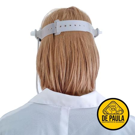 Imagem de Protetor facial visor transparente reto branco médicos enfermeiros