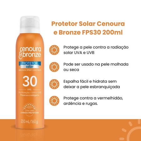 Imagem de Protetor Filtro Solar Corporal Spray FPS30 Cenoura & Bronze