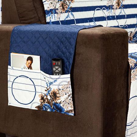Imagem de Protetor Sofa Estampado Isabela 2 E 3 Lugares - Floral Azul Marinho