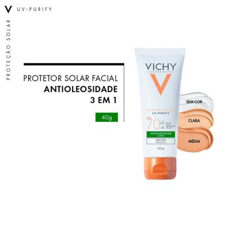 Imagem de Protetor Solar Facial com Cor Vichy  Capital Soleil Purify