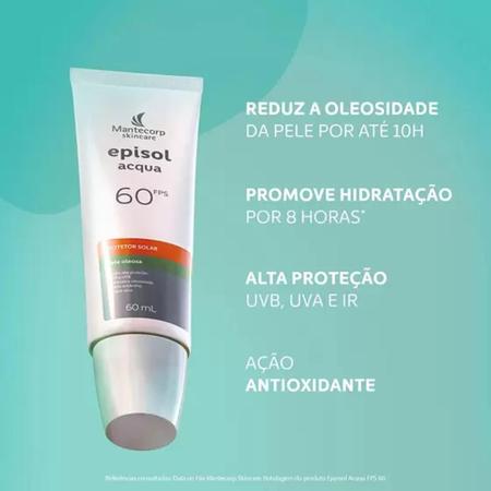 Imagem de Protetor Solar Facial Episol Acqua Pele Oleosa FPS 60 60mL