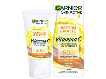 Imagem de Protetor Solar Facial Garnier Uniform & Matte - Vitamina C FPS 50 Cor Morena 40g
