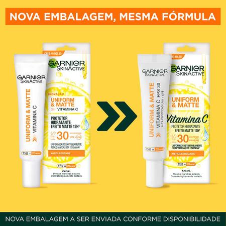 Imagem de Protetor Solar Facial Hidratante Garnier Uniform & Matte Vitamina C FPS30