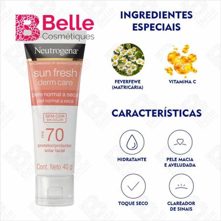 Imagem de Protetor Solar Facial Neutrogena Sun Dry Skin Pele Seca - Sem Cor - FPS70 - 40g - Johnson & Johnson