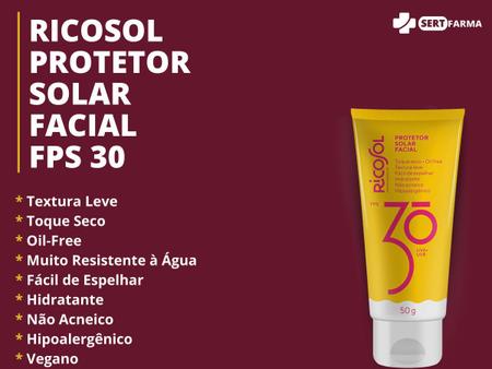 Imagem de Protetor Solar Facial Toque Seco Ricosol Fps30 50g - Kit3und
