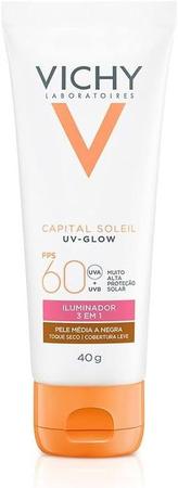 Imagem de Protetor Solar Facial Vichy Capital Soleil UV-Glow FPS60 Pele Média a Negra 40g (VENCIMENTO 07/24)