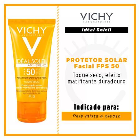 Imagem de Protetor Solar Facial Vichy - Idéal  Soleil Toque Seco FPS 50