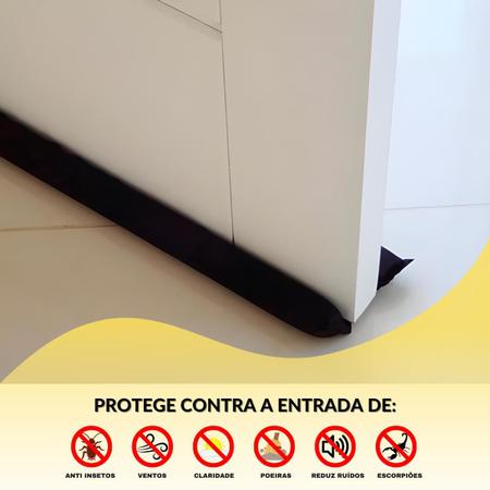 Imagem de Protetor Veda Porta Duplo Cobrinha Vedação de Fresta Anti Barata Insetos Vento 80cm Preto