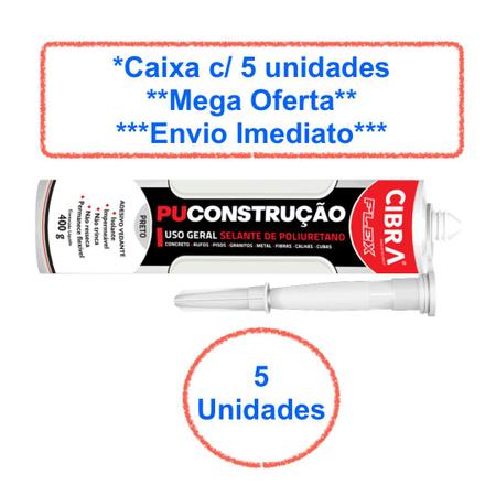Imagem de Pu construção cola selante de poliuretano cibra flex 400g Preto - Caixa c/ 5 Unid. CIBRA SELANTES