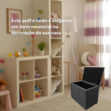 Imagem de Puff baú retangular organizador e decorativo porta objetos