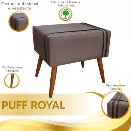 Imagem de Puff Decorativo Royal Sued Com Fita Marrom Claro Star Confort